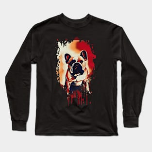 English Bull Dog Tie Dye art design Long Sleeve T-Shirt